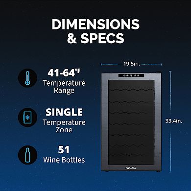 Newair Shadow Series Wine Cooler Refrigerator 51 Bottle, Freestanding with Compressor Cooling