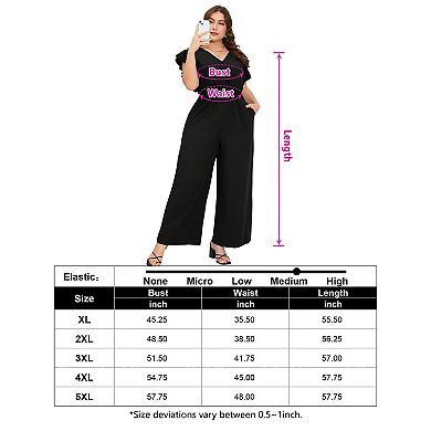 Women's Plus Size Wide Leg Jumpsuit Short Sleeve with Pockets