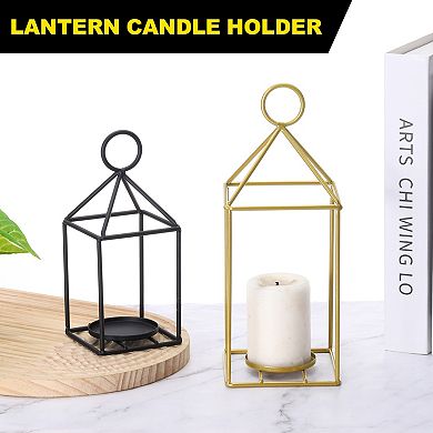 1Pc Lantern Candle Holder, Iron Candle Holder Candlestick 3.2 x 3.2 x 7.5 inch