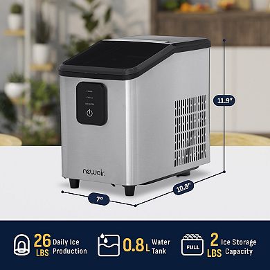 Newair 26 lbs. Mini Ice Maker Countertop, Portable Ice Machine in Stainless Steel