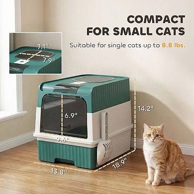 PawHut Cat Litter Box with Pull Out Drawer Tray,