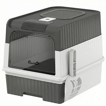 PawHut Cat Litter Box with Pull Out Drawer Tray,