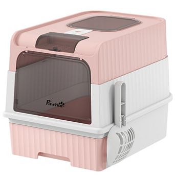 PawHut Cat Litter Box with Pull Out Drawer Tray,
