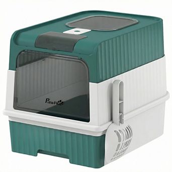 PawHut Cat Litter Box with Pull Out Drawer Tray,