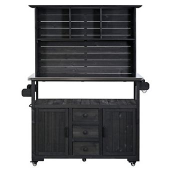 65 in.H Wood Large Garden Storage Potting Bench with Lockable Wheels