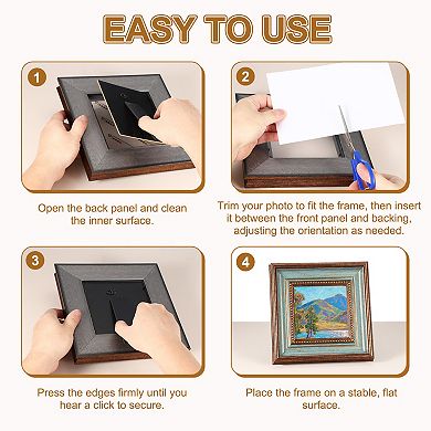 11.6x11.6" Resin Silver Black Square Photo Frame, Tabletop Display & Wall Mount 1Pc