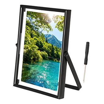 6.3 x 4.3" Vertical Floating Frame, Metal Edge Photo Frame Display 4x6inch 1 pc