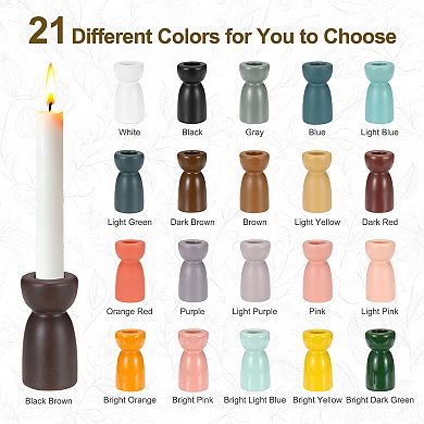 3 Pack Candlestick Holder, Ceramic Taper Candle Stand Holders Modern Decor
