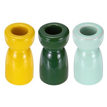 3 Pack Candlestick Holder, Ceramic Taper Candle Stand Holders Modern Decor