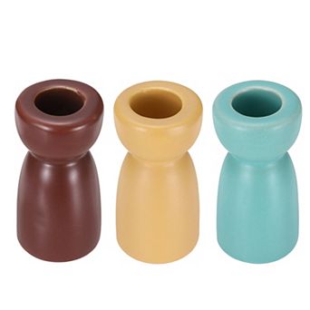 3 Pack Candlestick Holder, Ceramic Taper Candle Stand Holders Modern Decor