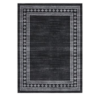 Washable Non-Slip Rugs - Low Pile Stain-Resistant Neutral Geometric Area Rug for Living Room