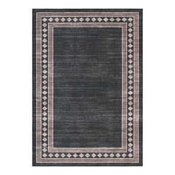 Washable Non-Slip Rugs - Low Pile Stain-Resistant Neutral Geometric Area Rug for Living Room