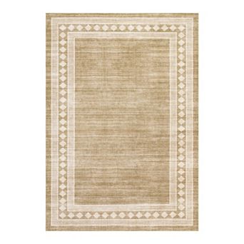 Washable Non-Slip Rugs - Low Pile Stain-Resistant Neutral Geometric Area Rug for Living Room
