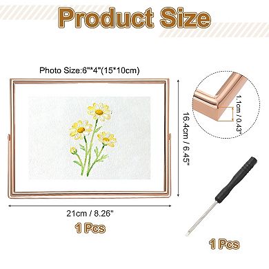 6.5 x 8.3" Horizontal Floating Frame, Metal Edge Photo Frame Display 6x8inch 1Pc
