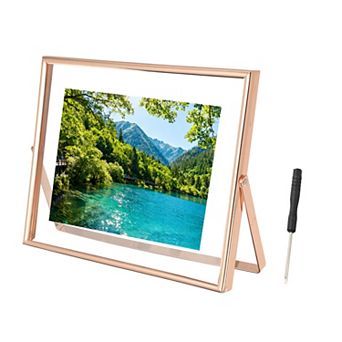 6.5 x 8.3" Horizontal Floating Frame, Metal Edge Photo Frame Display 6x8inch 1 pc