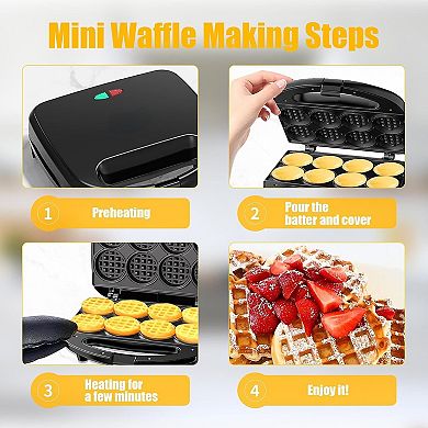 OSTBA Mini Waffle Maker, Non-Stick & Easy Clean, Compact & Portable for Family Breakfast