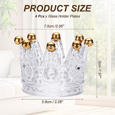 4 Pack Tealight Candle Holder 3 Inch Glass Crown Candle Holder,