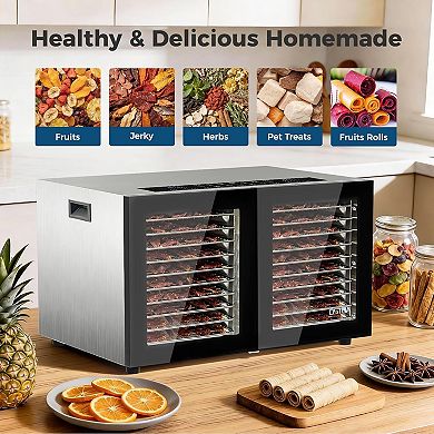Dual Zone Food Dehydrator, 20 Trays, 180℉, 48H Digital Timer for Jerky, Meat, Fruit, Herbs
