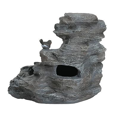 KWPZQEB Outdoor Garden Concrete Rock Waterfall Fountain with LED Lights