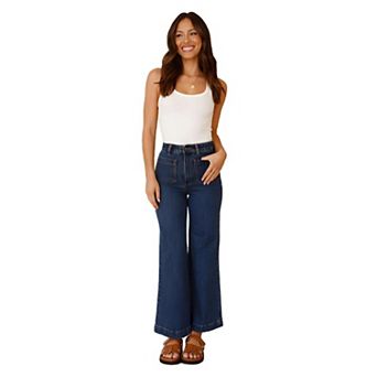 Women High Waisted Jeans Wide Leg Loose Straight Leg Denim Pants With Pockets
