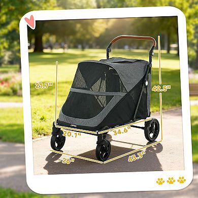 PawHut Dog Stroller for Large Dogs, All Terrain Pet Stroller,