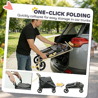 PawHut Dog Stroller for Large Dogs, All Terrain Pet Stroller,