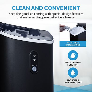 Newair 26 lbs. Countertop Nugget Ice Maker, Self-Cleaning Button and Easy-Pour Waterspout
