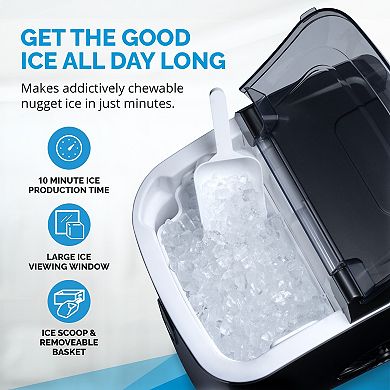 Newair 26 lbs. Countertop Nugget Ice Maker, Self-Cleaning Button and Easy-Pour Waterspout