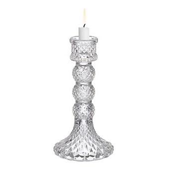 Vintage Crystal Candle Holder, Glass Tealight Holder 3.15x3.15x5.91 Inch, Three-Ball Diamond