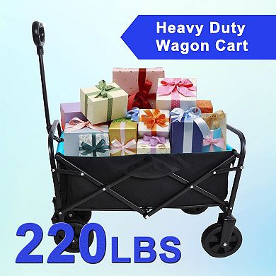 KWPZQEB Metal Folding Shopping Cart with 4 Wheels, Garden Cart