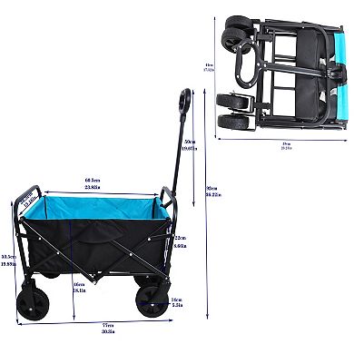 KWPZQEB Metal Folding Shopping Cart with 4 Wheels, Garden Cart