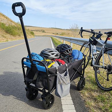 KWPZQEB Metal Folding Shopping Cart with 4 Wheels, Garden Cart