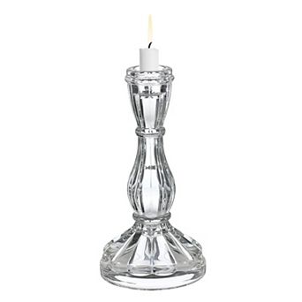 Vintage Crystal Candle Holder, Glass Tealight Holder 3.35x3.35x6.5 Inch, Large Fluted