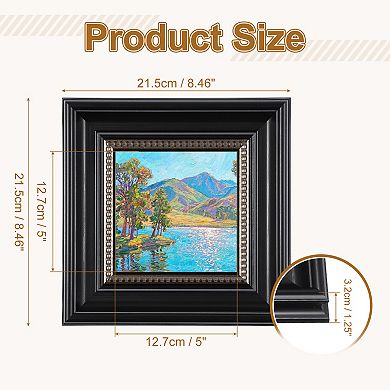 8.5x8.5" Resin Square Photo Frame, Tabletop Display & Wall Mount 1Pc, Silver Black