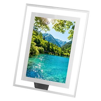 9.8 x 8.7inch Glass Photo Frame, Vertical or Horizontal Picture Frame 1 pc Silver