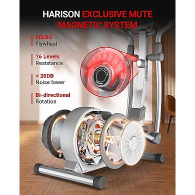 HARISON Smart Magnetic Elliptical Machine for Home,with 16-Level Resistance Control(HRK-E1190White)