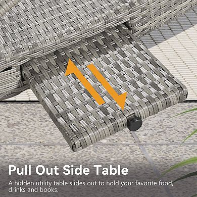 80.3 in.Outdoor Wicker Chaise Lounge Chairs with Adjustable Backrest(2-Pack)