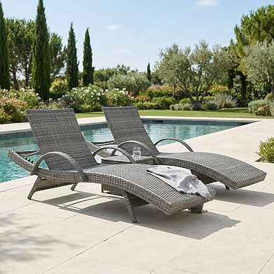 80.3 in.Outdoor Wicker Chaise Lounge Chairs with Adjustable Backrest(2-Pack)
