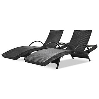 80.3 in.Outdoor Wicker Chaise Lounge Chairs with Adjustable Backrest(2-Pack)
