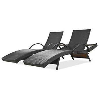 80.3 in.Outdoor Wicker Chaise Lounge Chairs with Adjustable Backrest(2-Pack)