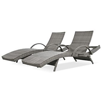80.3 in.Outdoor Wicker Chaise Lounge Chairs with Adjustable Backrest(2-Pack)