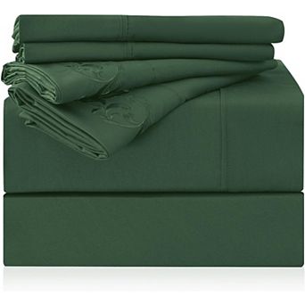 Queen Size Sheet Set - 6 pc Hotel Luxury Wrinkle-Free Microfiber Sheet, 16" Deep Pockets