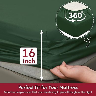 Queen Size Sheet Set - 6 Piece Hotel Luxury Wrinkle-Free Microfiber Sheet, 16" Deep Pockets