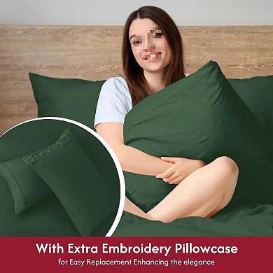 Queen Size Sheet Set - 6 Piece Hotel Luxury Wrinkle-Free Microfiber Sheet, 16" Deep Pockets