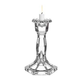 Vintage Crystal Candle Holder, Glass Tealight Holder 3.94x3.94x6.14 Inch, Hexagonal Square
