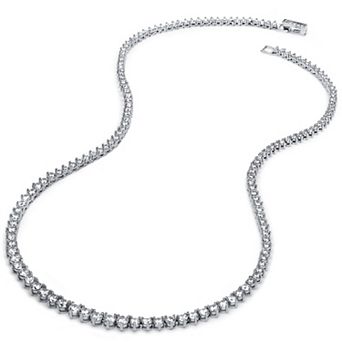 9.60 TCW Round Cubic Zirconia Platinum-Plated Tennis Necklace, 18 in