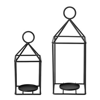 2 pc Lantern Candle Holder, Iron Candle Holder Candlestick
