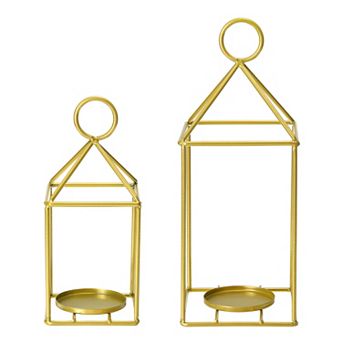 2 pc Lantern Candle Holder, Iron Candle Holder Candlestick