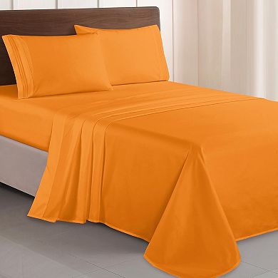 1500 Premium Hotel Quality Microfiber Three Line Embroidered Softest 4-Piece Bed Sheet Set
