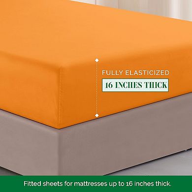 1500 Premium Hotel Quality Microfiber Three Line Embroidered Softest 4-Piece Bed Sheet Set